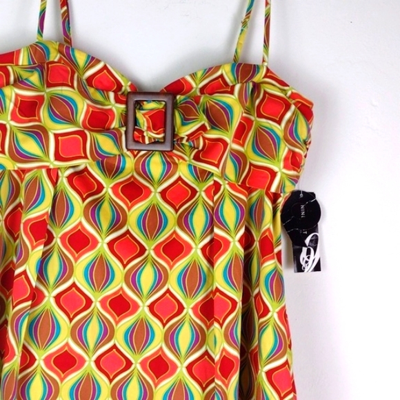 Nine West High Style Colorful Fall Party Cami Dress NWT  SZ 16 - Picture 9 of 16